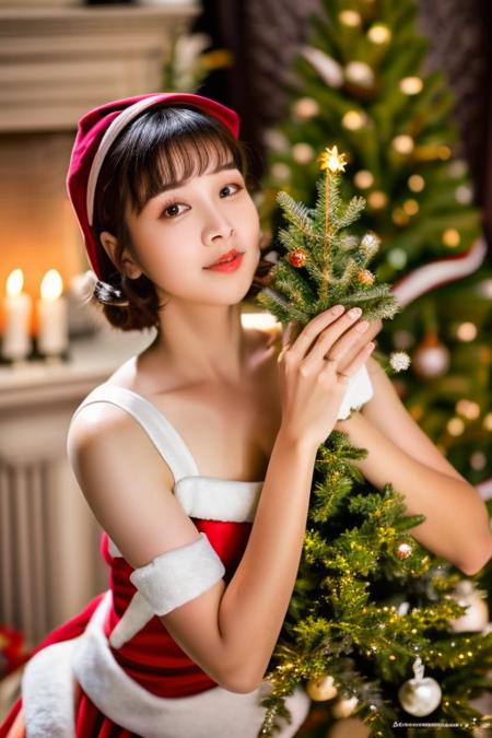 nice hand,perfect hand, <lora:GoodHands-beta2:1>
CWLAN,1girl,short hair, (christmas),santa hatm,santa costume,(christmas tree:1.3),(night), candle, fireplace,solo,home,smile,realistic,(looking at viewer:1),standing,medium breasts, best quality,masterpiece,illustration,an extremely delicate and beautiful,CG,unity,8k wallpaper,Amazing,finely detail,masterpiece,official art,extremely detailed CG unity 8k wallpaper,incredibly absurdres,huge filesize,ultra-detailed,highres,extremely detailed,beautiful detailed girl,realistic,full frontal,light contrast,blurry, <lora:LANLAN:1>, <lora:LCM-LoRA_sd15:1>, <lora:add_detail:0.5>