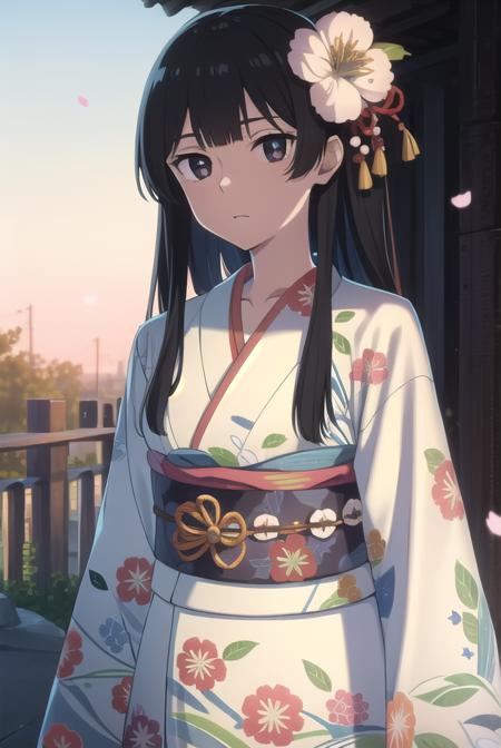 anzuhanashiro, <lyco:anzuhanashiro-lyco-nochekaiser:1>, 
anzu hanashiro, long hair, bangs, black hair, sidelocks, blunt bangs, (black eyes:1.5),
BREAK hair ornament, flower, japanese clothes, kimono, sash, obi, yukata,
BREAK looking at viewer,
BREAK outdoors, festival, fireworks,
BREAK <lora:GoodHands-vanilla:1>, (masterpiece:1.2), best quality, high resolution, unity 8k wallpaper, (illustration:0.8), (beautiful detailed eyes:1.6), extremely detailed face, perfect lighting, extremely detailed CG, (perfect hands, perfect anatomy),