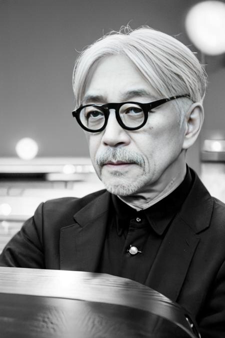 masterpiece, best quality,
SakamotoRyuichi, with glasses,At the piano, silver hair, night, starry sky, bald, face, half body, body, high detailed skin, skin pores, coastline, overcast weather, wind, waves, 8k uhd, dslr, soft lighting, high quality, film grain, Fujifilm XT3
，blurry, depth_of_field, motion_blur, realistic, solo, 
<lora:SakamotoRyuichi_02:0.7>