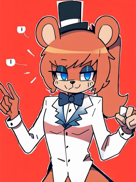 fredina freddy (fnaf) top hat blue eyes brown body