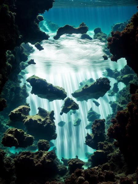 RAW photo, Atlantis: A lost city of great wisdom and power, now drowned beneath the sea, (high detailed skin:1.2), 8k uhd, dslr, soft lighting, high quality, film grain, Fujifilm XT3, wide angle,  <lora:add_detail:1>