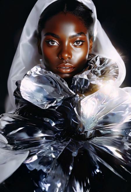 Imagine diamond-like caustic light shining on a black model,strong contrast,high-end feel,fashion cover,<lora:Jelena Kevicæµéè²å½©æç»é£æ ¼_v4.0>,acid art,white background,film photography,liquid metal,<lora:ArienSDXL-è²å½©æ¦å¿µåçº§ç³»å(æç»­æ´æ°)_glowing colors(è²å½©èºæ¯å¢å¼º):1>,<lora:ç²ç ºè´¨æåå¡å é£XLçæ¬:1>,