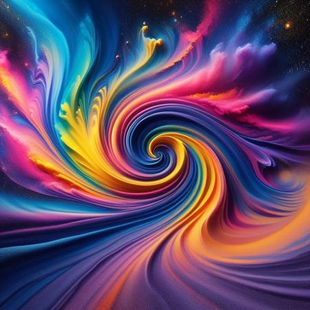 swirling sand, a colorful galaxy, High quality, masterwork, tranquil chaos