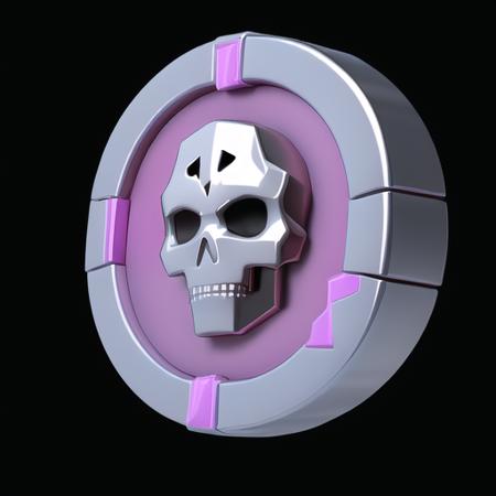 One coin,Skull pattern,(masterpiece, top quality, best quality, official art, beautiful and aesthetic:1.2),Game ICON, masterpieces, HD
Transparent background, 3D rendering
2D, Blender cycle, Volume light,
No human, objectification, fantasy,<lora:jinbi:1> <lora:GameIconResearch_gem_Lora:0.5>