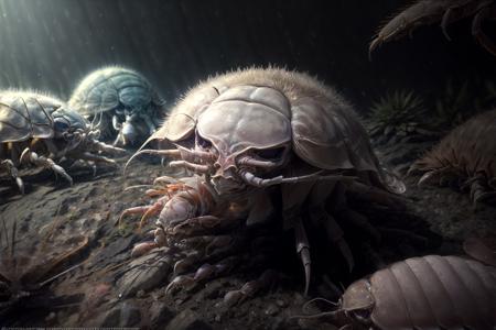 Create a chilling image of a human surrounded by large insects. The scene should be ultra-realistic, with a high level of detail in the human, the insects, and the surrounding environment. The human's reaction should add a dramatic element to the scene. The lighting should be low and scattered, illuminating the scene and casting dramatic shadows. The colors should be a mix of the natural hues of the insects, the human's clothing, and the dimly lit environment. The composition should be a close-up shot of the human, with the insects and environment visible in the background. Use a high-resolution camera with a fast shutter speed to capture the action,kuyagumushi, BestQuality / (extremely detailed CG unity 8k wallpaper), best quality, masterpiece , hdr, best quality, ultra highres