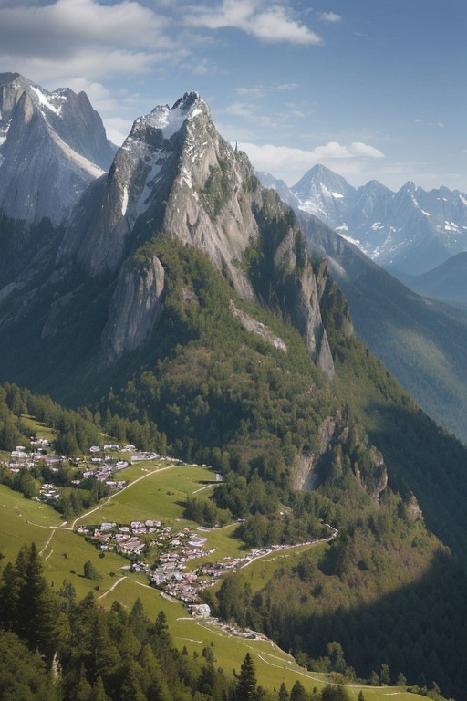 Create a tilted-shift highly realistic and dramatic scene featuring beautiful mountains and forests of the Pacific Northwest. The lighting should be breathtaking, with clear and captivating highlights and shadows, adding depth and dimension to the scene. The overall image should be vivid, detailed, and magical, capturing the serene beauty of this idyllic landscape <lora:eye_catching:0.5> <lora:extremely_detailed:0.4> <lora:MJ52:0.4>