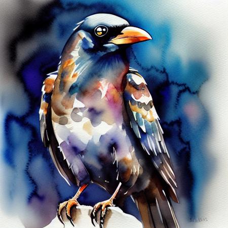 watercolor crow <lora:Watercolor-07:1>