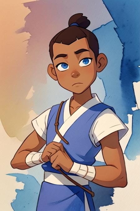 sokka_avatar brown hair blue eyes