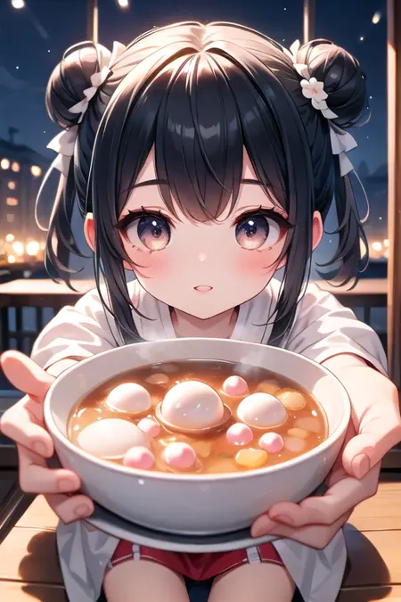 girl like tangyuan feeding