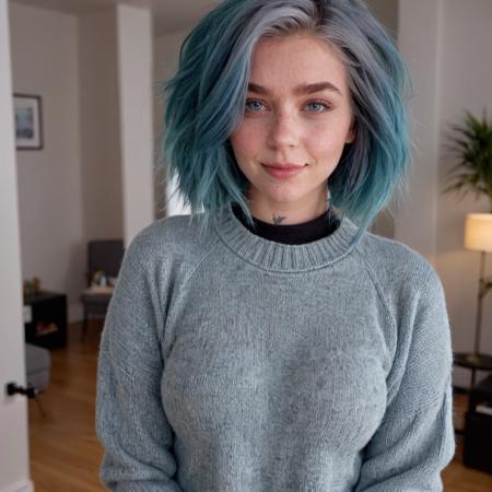 cg_vixenp, blue hair, gray eyes