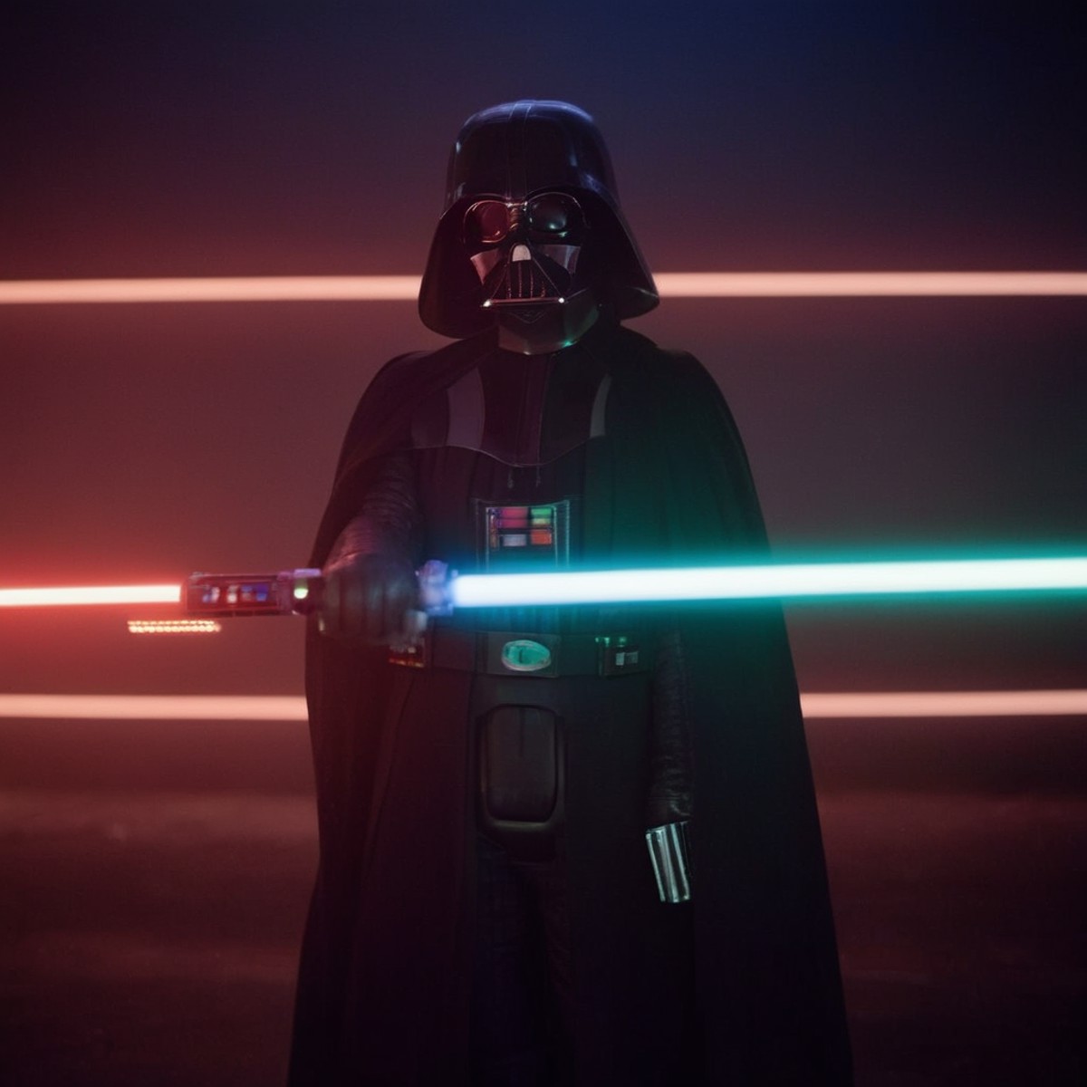 cinematic film still of  <lora:Darth Vader:1.5>
Darth Vader a woman in a star wars costume is holding a light saber in sta...