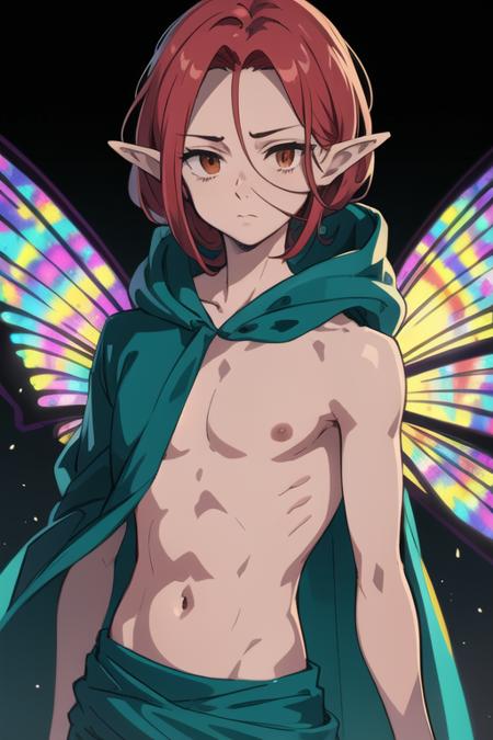 gloxinia_nanatsu_no_taizai red hair pointy ears long hair yellow eyes wings fairy