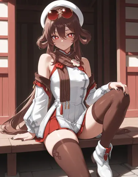 Hu Tao - Genshin Impact - Cherries Snow-Laden & Plum Blossom Bouquet (IllustriousXL)