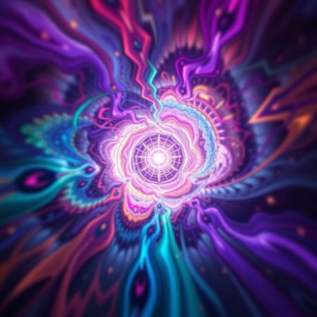 psychedelic vortex ,a bright light in the middle, in soace