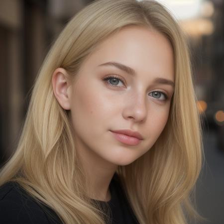 beautiful young woman portrait photo,realistic face,realistic eyes, blonde hair, realistic very light freckles on face, light brown eyes, dutch influencer, instagram model, very slightly rough skin, realistic portrait, realistic ambience light, light makeup, large breasts