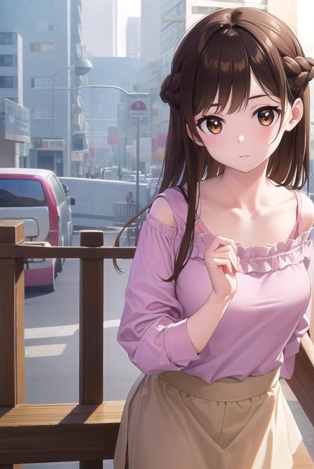 mizuharachizuru, <lyco:mizuharachizuru-lyco-nochekaiser:1>, 
mizuhara chizuru, long hair, brown hair, (brown eyes:1.7), (one side up:1.5), bangs, braid, hair braid,
BREAK bare shoulders, collarbone, pink shirt, puffy short sleeves, puffy sleeves, red bow, shirt, short sleeves, skirt, white skirt,
BREAK outdoors, city,
BREAK looking at viewer, (cowboy shot:1.5),
BREAK <lyco:GoodHands-beta2:1>, (masterpiece:1.2), best quality, high resolution, unity 8k wallpaper, (illustration:0.8), (beautiful detailed eyes:1.6), extremely detailed face, perfect lighting, extremely detailed CG, (perfect hands, perfect anatomy),