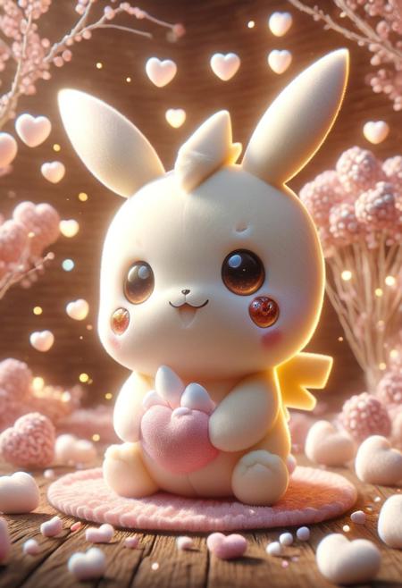 holographic, h4v_h0l0, pikachu, cute, chibi, glowing eyes, LED, High Quality, Soft Texture, Full Colour, made of marshmallow masterpiece, dynamic, awesome quality,soft lighting,artistic composition, high contrast, high resolution, visual aesthetics, masterpiece, sfw