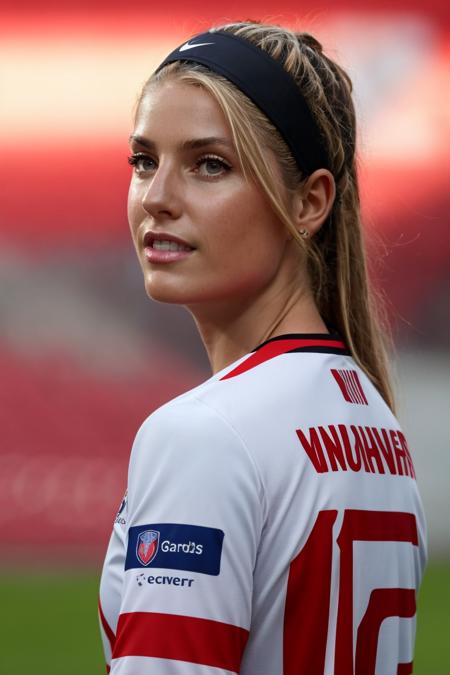 headshot, blonde hair, soccer uniform, soft colors, bokeh, masterpiece, high quality, (high detailed skin:1.1)
 <lora:carla_humphrey_lora_v01:1> 8carla