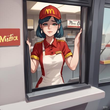 dr1v3thru  Employee uniform, headset, drivethru window