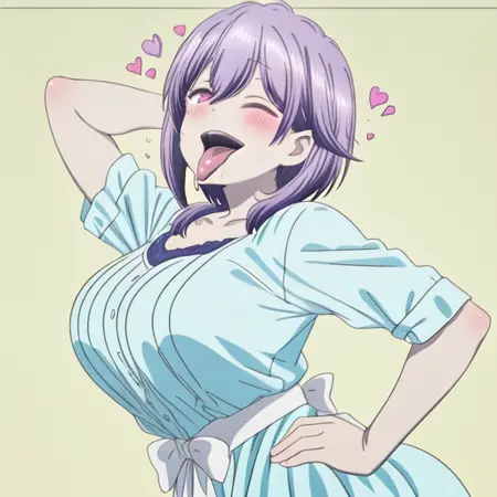 Anime Pose Concept -- Right Arm Behind Head, Left Hand on Hip