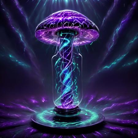 ((best quality)), ((masterpiece)), ((realistic,digital art)), (hyper detailed),DonMV01dfm4g1c3XL Purple Spore Print Towering Bell Ridged mushroom, Velvet-like Feel, Delicate, Enhanced Nutrient Uptake, Barrier Island, Terrestrial, Incandescent, Royal Blue Gills with Cheilocystidia, Delicate Annulus,,Rectangular Pores,,   , octane rendering, raytracing, volumetric lighting, Backlit,Rim Lighting, 8K, HDR,   <lora:Voidmagic_XL_version-000014:1>