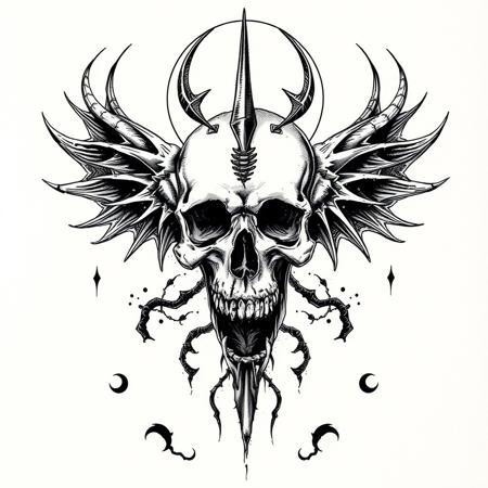 Ink style macabre tattoo design, inspired by artwork of bloodborne