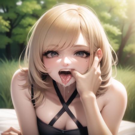 1girl, finger in another's mouth,open mouth , tongue, saliva, teeth, masterpiece, best quality ,(mature female:1.5),   <lora:FingerinMouthMS:1>