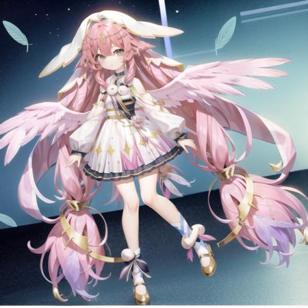 Amase Io angel feathers wings pink hair