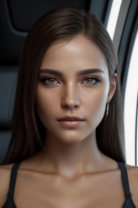 on board of sci-fi spaceship, 1 girl, sexy tight sci-fi clothing with lots of bare skin, show planet in big window, real face, Sunshine, High Detail, Ray Tracing, Image Fill, UHD, Masterpiece, accurate, Anatomically Correct, Super Detail, High Details, High Quality, Award-Winning, Best Quality, high resolution, 16k, High Dynamic Range, Stunning Realism, Highly Detailed, Beautiful Eyes (Highly Detailed), Perfect Body, Perfect Eyes, Shiny Clean Skin (Highly Detailed), Detailed Facial Features, Best Quality, Masterpiece, Detailed, Perfect Face, ULTRA-FINE Details, Excellent Texture, Realistic Luminescence, bokeh