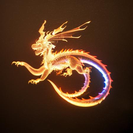 a (shineglasscd, neon lights, light particles, colorful:1.3, gradient, chromatic aberration) chinese dragon, east dragon, flying, (solo:1.2), <lora:shineglasscd-000027:0.8>, no humans, high quality, masterpiece, realistic, photorealistic, (dark background, lens flare, blurry, dof, full body)