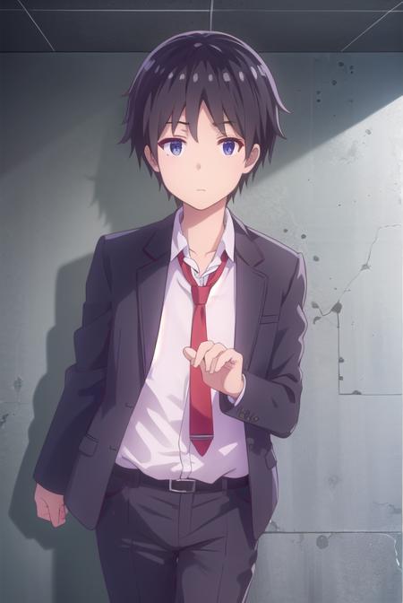 keikikiryuu, <lora:keiki kiryuu s1-lora-nochekaiser:1>,
keiki kiryuu, black hair, (black eyes:1.3), male focus,
BREAK school uniform, jacket, necktie, shoes, pants, red necktie,
BREAK indoors, classroom,
BREAK looking at viewer,
BREAK <lyco:GoodHands-beta2:1>, (masterpiece:1.2), best quality, high resolution, unity 8k wallpaper, (illustration:0.8), (beautiful detailed eyes:1.6), extremely detailed face, perfect lighting, extremely detailed CG, (perfect hands, perfect anatomy),