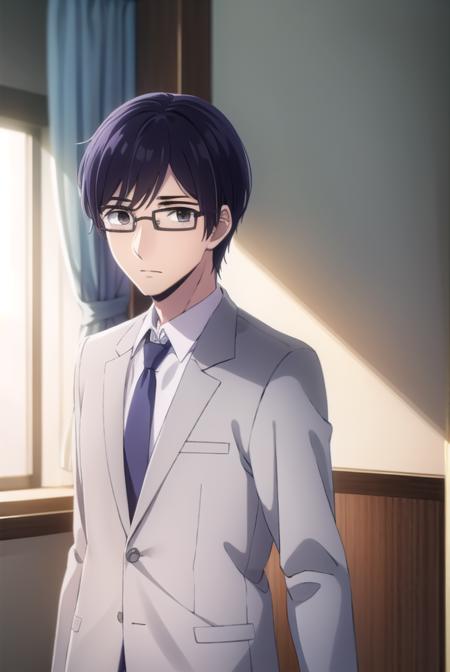 narumikanai, <lora:narumi kanai s1-lora-nochekaiser:1>,
narumi kanai, black hair, male focus, glasses, (black eyes:1.5),
BREAK necktie, formal, suit,
BREAK indoors, classroom,
BREAK looking at viewer, (cowboy shot:1.5),
BREAK <lyco:GoodHands-beta2:1>, (masterpiece:1.2), best quality, high resolution, unity 8k wallpaper, (illustration:0.8), (beautiful detailed eyes:1.6), extremely detailed face, perfect lighting, extremely detailed CG, (perfect hands, perfect anatomy),