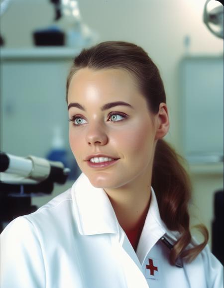 <lora:LauriePartridge:1> 2000 photo of  20 year old  LauriePartridge, in belgium , dressed like a nurse, assisting a dentist , soft lighting, tack sharp, 4k, dslr