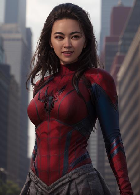 portrait of jeshen in a spider-man suit, sexy, wearing (micro skirt), belt, deep neckline, cheeky smile, in new york, shot on dslr, detailed face, big hips, amazing body, amazing legs, cinematography, maximum details, neutral colors, hdr, muted colors, soft cinematic light, insane details, intricate details, hyperdetailed
 <lora:Jessica_Henwick:1>