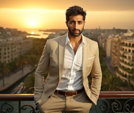 Nautical-themed (Photo:1.3) of (Ultrarealistic:1.3) <lora:Man_Men_FFashion:1> Thomas Middleditch a man <lora:akshay-oberoi_Thomas-Middleditch:1> in a tan suit standing on a balcony, sun behind him, inspired by Pablo Munoz Gomez, shot at golden hour, editorial photograph, midshot of a hunky, by Roman Bezpalkiv, by Artur Tarnowski, maxim sukharev, by Gabor Szikszai,Highly Detailed,(Mono Color:1.3) . Sea, ocean, ships, maritime, beach, marine life, highly detailed