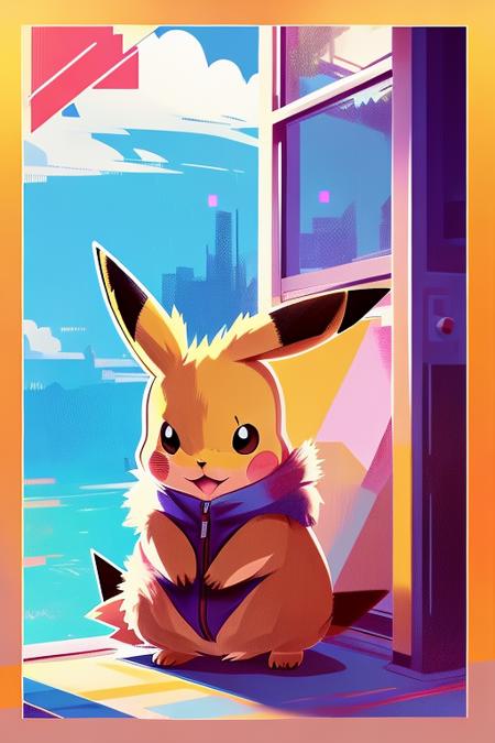 image of pikachu from pokemon, round fluffy very furry character, (donglu:0.9)