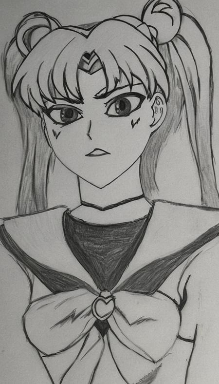 sailor scout <lora:DD-Drawing-XL:1> black and white drawing