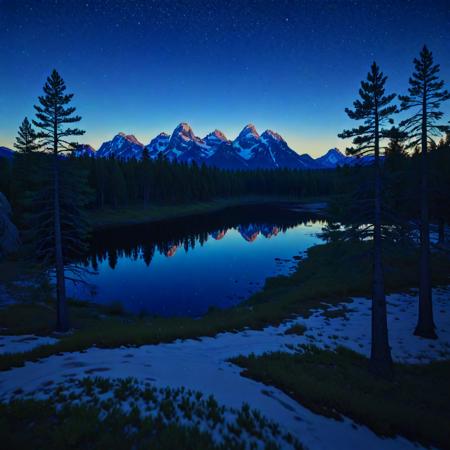 (art by Atey Ghailan:1.3) , anime key visual, majestic, landscape of a Cute Feigned (Grand Teton National Park:1.3) from inside of a Bissau, highly detailed, dense trees and Pisces constellation in background, at Twilight, Simple illustration, Light, Figurative Art, Light caustics, Zoom lens, Autochrome, (zebra print and Blue:0.7) , Swirling dark blue, absurdres, Flickr