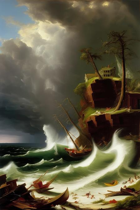 <lora:Thomas Cole Style:1>Thomas Cole Style - storm tossed beach style of Thomas Cole