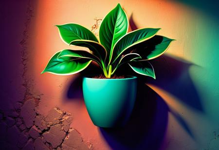 Surrealistic digital art, stunning image of a cute adorable plant in a pot plugged into the wall, moody, grainy, noisy, concept art, by Alberto Seveso, Cyril Rolando, Dan Mumford, Meaningful Visual Art, Detailed Painting, Digital Illustration, Unreal Engine 5, 32k maximalist, hyperdetailed fantasy art, 3d digital art, sharp focus, masterpiece, fine art