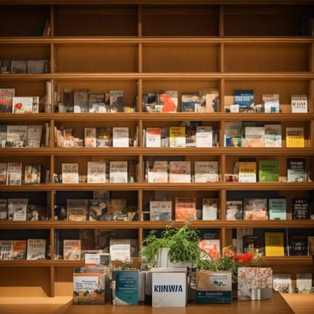 ohwx, library, realistic, bright, wide angle view, spot light, high light, wooden floor, white ceiling, trees, green, plants, the interior of a bookstore with shelves and lights, in the style of white and green, post-minimalist structures, craftcore, large-scale muralist, lively tableaus, subtle, earthy tones, mingei, raw, 4k, 8k, fuji film, super detail