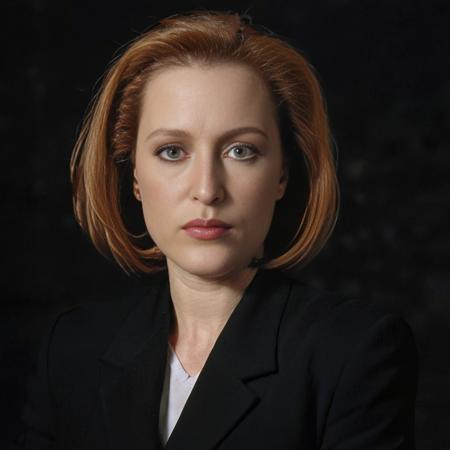 Dana Scully, woman, business suit, dark background, upper body, long blonde hair
<lora:DanaScully:1>