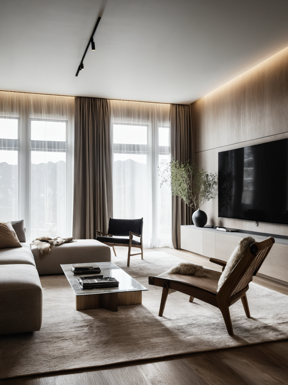 <lora:JJsNordicStyle_XL:.5> , ((Nordic Style|Wabi Sabi)), <lora:JJsWabiSabiStyle_XL:.5> ,   , indoors,cup,pillow,no humans,window,chair,table,sunlight,plant,curtains,scenery,couch,wooden floor,potted plant,television,carpet,rug,reflection,glass,bottle,, architecture photography, striking structures, clean lines, geometric shapes, dramatic angles, play of light and shadow, capturing architectural details, showcasing design elements, evoking mood, professional lighting, precise compositions, emphasizing scale and proportion, creating depth, architectural storytelling, capturing iconic landmarks, immersive experience