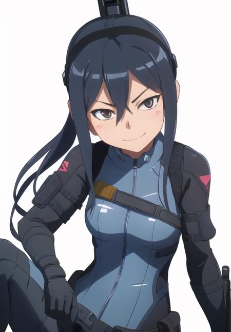 <lora:Pitohui_Elza:0.8>, Pitohui_Elza, sitting, assault rifle, holding rifle, smirk, headgear, (acclaimed, alluring, captivating, exciting, gorgeous, striking:1.3), (highly detailed, high quality:1.3)