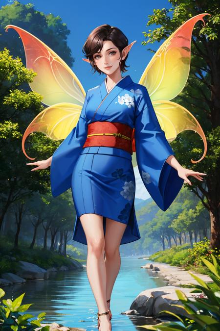 highpixiedsrk, kimono, wings, short hair, fairy, pointy ears, sandals