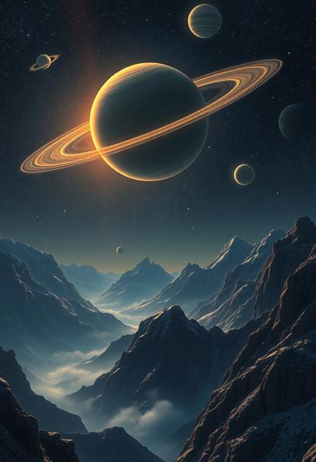 Planets whirl, suns are lit
Mountains fly, stars are dimmed
Its golden sabres tear through time