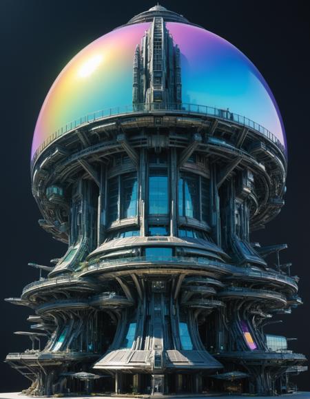 by (ShintarÅ Kago:1.2) and (John Blanche:1.1), hyper realistic medium full shot photo of  a (complex architectural science fiction structure:1.1),  (peculiar , iridescent , masterful:1.4), poster art, bold lines, hyper detailed, expressive,  award winning,  dark limited color palette, high contrast, depth of field, (intricate details, masterpiece, best quality:1.4),
ambient lighting, looking at viewer, dynamic pose, wide angle panoramic view,
<lora:add-detail-xl:0.8> <lora:xl_more_art-full_v1:0.5> <lora:looking_at_viewer:2>