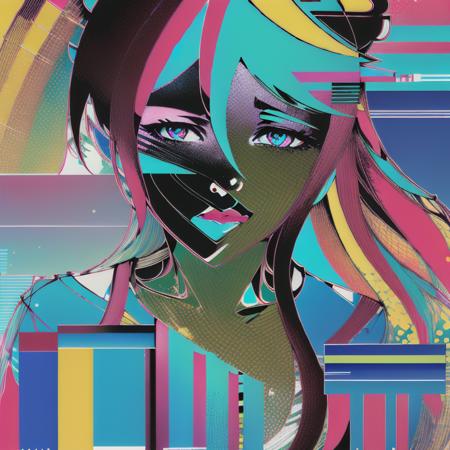 (masterpiece, best quality:1.2), glitchcore, abstract, glitched, artefact, collage, solo, colorful, (1girl), <lora:glitchcore-10_LORA:1.0>