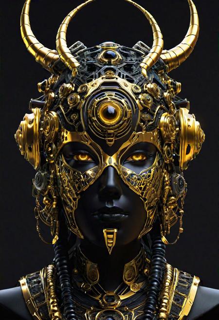 ritual mask ,robotic shaman, Tech noir, Mind-hive , <lora:Ritual_Mask_SD15:0.75>