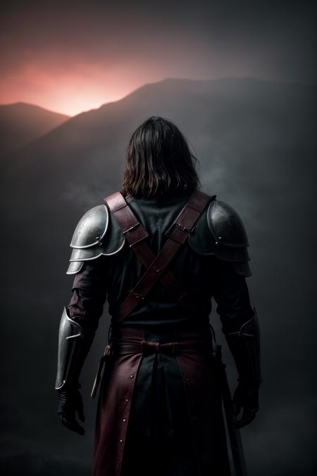(dark mood masterpiece Photography by Gregory Crewdson:1.2),high quality, 8K Ultra HD, Ultra-high quality photos, (Extremely detailed), High quality photos, RAW photo, (photorealistic:1.4), 
A surreal Blood Death Knight, clad in dark blood-red armor with floating, glowing runes. The knight wields a massive two-handed sword, with dark energy spiraling around it. The battlefield is a chaotic blend of floating geometric shapes and spectral entities, under a sky swirling with red and purple clouds. (hyperrealistic, dramatic lighting, abstract, dark fantasy, intricate details),
dramatic lighting, atmospheric lighting, rembrandt lighting, full depth of field and realistic textures, colorful, atmospheric haze, Film grain, cinematic film still, highly detailed, high budget, cinemascope, moody, epic, gorgeous,photorealistic, candid camera, color graded cinematic, eye catchlights, atmospheric lighting, imperfections, natural, shallow dof,
 <lora:add_detail:1>,  Style-Volumetric